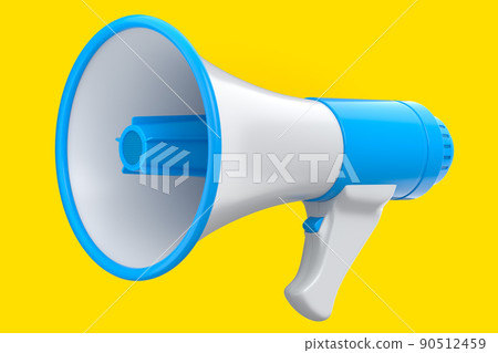 Megaphone for advertisement or hiring isolated on yellow background. 90512459