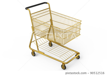 Shopping cart or trolley for groceries on white background. Shopping cart or trolley for groceries on white background. 90512516