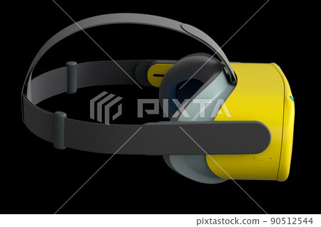 Virtual yellow reality glasses isolated on black background. 3d rendering Virtual yellow reality glasses isolated on black background. 3d rendering 90512544