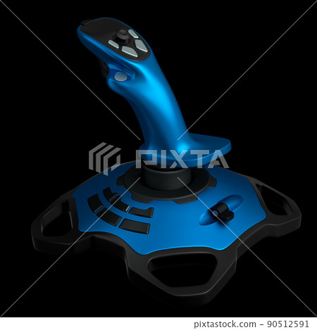 Realistic joystick for flight simulator isolated on black background Realistic joystick for flight simulator isolated on black background 90512591