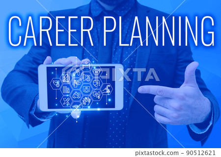 Conceptual display Career Planning. Business overview Strategically plan your career goals and work success Man holding Screen Of Mobile Phone Showing The Futuristic Technology. Conceptual display Career Planning. Business overview Strategically plan your career goals and work success Man holding Screen Of Mobile Phone Showing The Futuristic Technology. 90512621