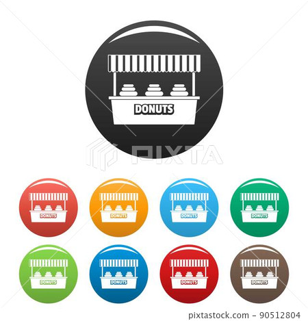 Donuts selling icons set color vector 90512804