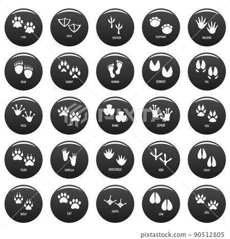 Animal footprint icons set vetor black 90512805