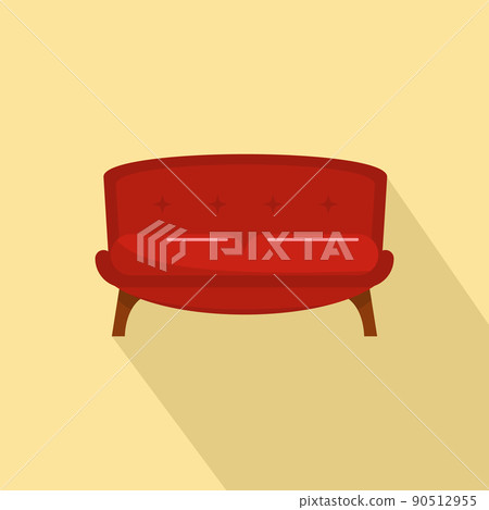 Red tuxedo sofa icon, flat style 90512955