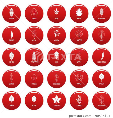 Leaf icons set vetor red 90513104