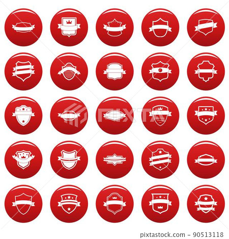Shield badge icons set vetor red Shield badge icons set vetor red 90513118