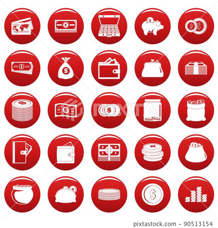 Money icons set vetor red 90513154