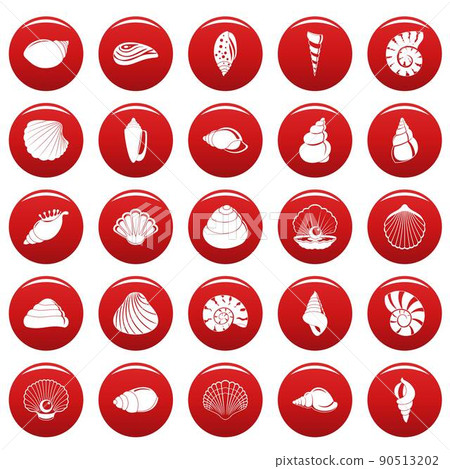 Sea shell icons set vetor red 90513202