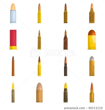 Bullet gun military icons set vector isolated 90513219