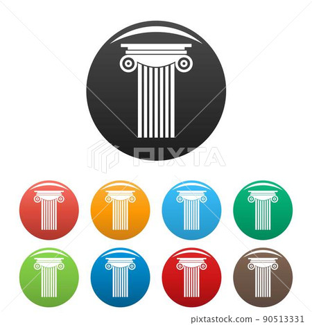 Reinforced concrete column icons set color vector 90513331