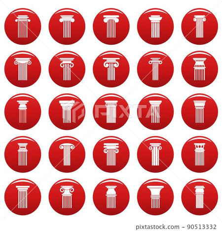 Ancient columns icons set vetor red 90513332
