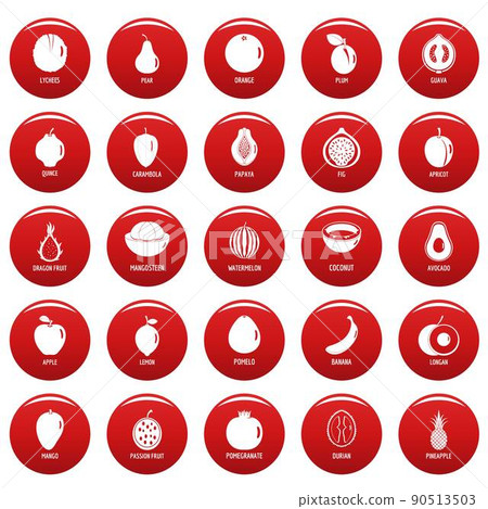 Fruits icons set vetor red Fruits icons set vetor red 90513503