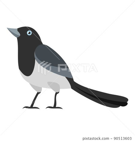 Clever magpie icon, flat style Clever magpie icon, flat style 90513603