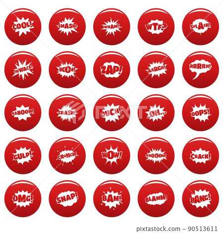 Comic bubble sound icons set vetor red Comic bubble sound icons set vetor red 90513611