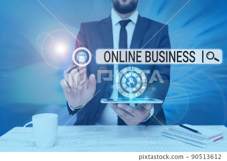 Inspiration showing sign Online Business. Business approach Commercial transaction sharing information in the internet Man holding Screen Of Mobile Phone Showing The Futuristic Technology. Inspiration showing sign Online Business. Business approach Commercial transaction sharing information in the internet Man holding Screen Of Mobile Phone Showing The Futuristic Technology. 90513612