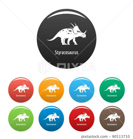 Styracosaurus icons set color vector 90513710