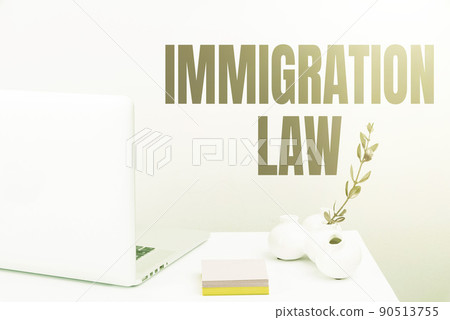 Conceptual caption Immigration Law. Conceptual photo Emigration of a citizen shall be lawful in making of travel Tidy Workspace Setup, Writing Desk Tools Equipment, Smart Office 90513755
