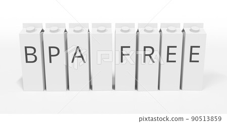 Cardboard containers with BPA FREE text. 3D rendering 90513859