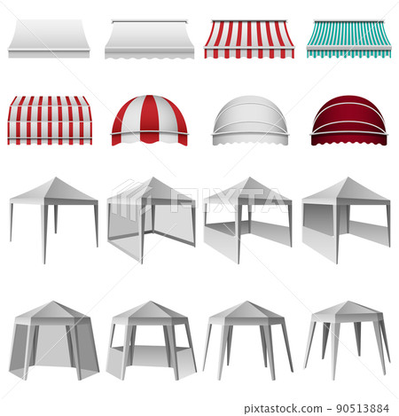 Canopy shed overhang mockup set, realistic style Canopy shed overhang mockup set, realistic style 90513884