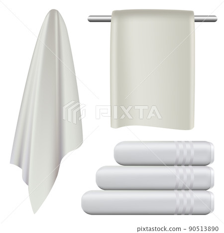Towel hanging spa bath mockup set, realistic style 90513890