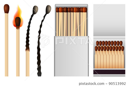 Safety match ignite mockup set, realistic style 90513992