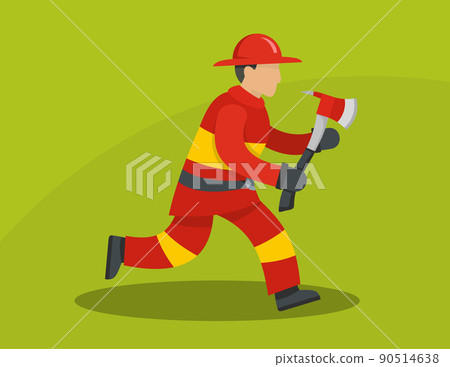 Running firefighter concept, flat style Running firefighter concept, flat style 90514638