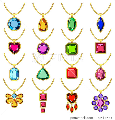 Necklace jewelry chain mockup set, realistic style 90514673