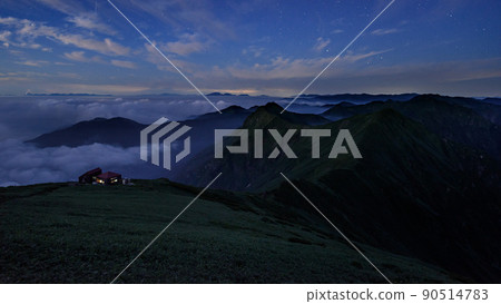Tanigawa mountain range, full sky stars and main ridgeline Tanigawa mountain range, full sky stars and main ridgeline 90514783