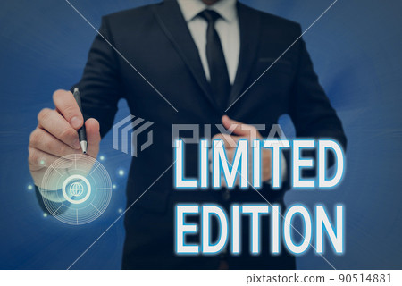Inspiration showing sign Limited Edition. Conceptual photo Work of something which is only produced in small numbers Man holding Screen Of Mobile Phone Showing The Futuristic Technology. 90514881