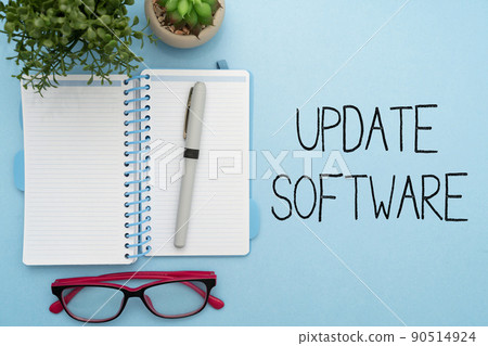 Writing displaying text Update Software. Concept meaning replacing program with a newer version of same product Flashy School Office Supplies, Teaching Learning Collections, Writing Tools, 90514924
