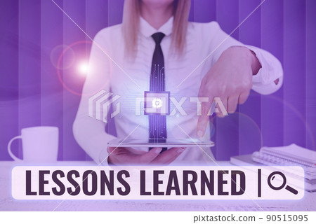 Inspiration showing sign Lessons Learned. Word Written on Promote share and use knowledge derived from experience Lady Pressing Screen Of Mobile Phone Showing The Futuristic Technology Inspiration showing sign Lessons Learned. Word Written on Promote share and use knowledge derived from experience Lady Pressing Screen Of Mobile Phone Showing The Futuristic Technology 90515095