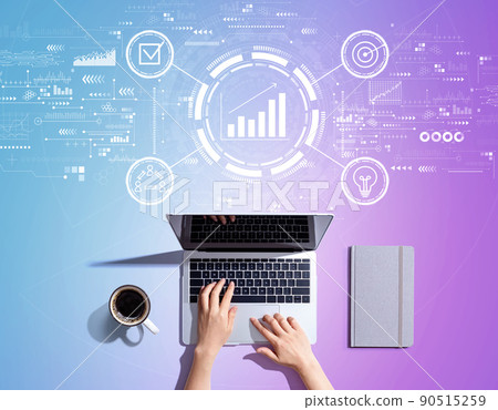 Marketing concept with person using a laptop 90515259