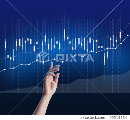 Holographic chart with rising rates and indicators. Business growth concept Holographic chart with rising rates and indicators. Business growth concept 90515364