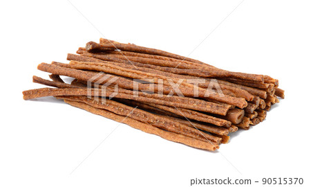 Brown sticks food for animals. Dog treat isolated on white background Brown sticks food for animals. Dog treat isolated on white background 90515370