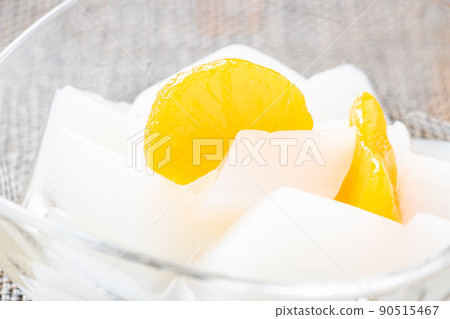 Up of almond tofu (with oranges). Up of almond tofu (with oranges). 90515467