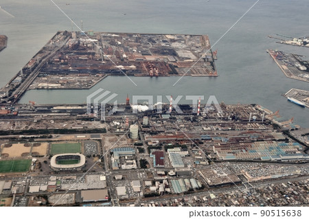 從飛機上看到的鋼鐵廠（千葉縣曾我市） 90515638