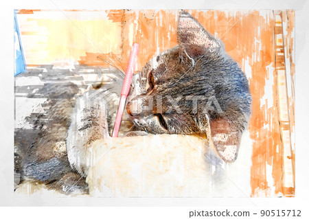 Sketch style cat cat cat kid tiger white gray kitten female female female cat female cat female cat cute 90515712