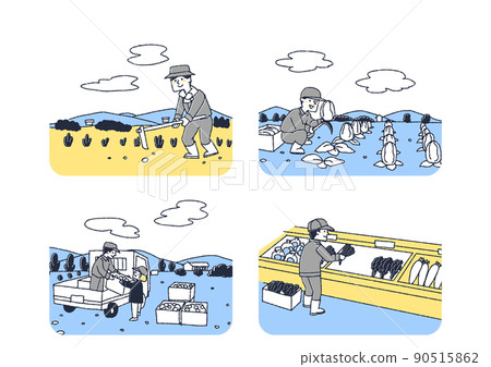 A set of people involved in the production of agricultural products, a comical handwritten person vector, a warm line drawing A set of people involved in the production of agricultural products, a comical handwritten person vector, a warm line drawing 90515862