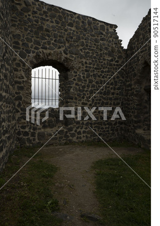 Medieval castle windows, stone prison windows, prison arches, dim prisons, 90517144