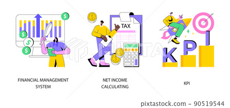 Corporate profit abstract concept vector illustration set. Financial management system, net income calculating, KPI success measurement, company growth, budget planning, dashboard abstract metaphor. Corporate profit abstract concept vector illustration set. Financial management system, net income calculating, KPI success measurement, company growth, budget planning, dashboard abstract metaphor. 90519544