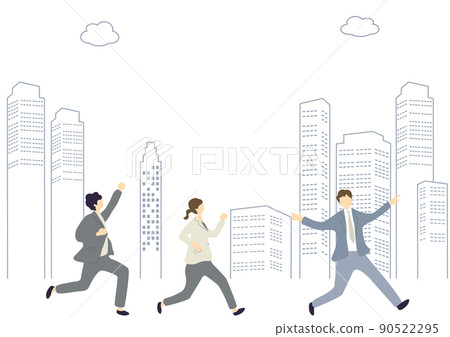 Men and women traveling in the business district 90522295