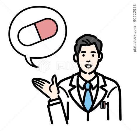 A young male doctor in a lab coat explaining the medicine A young male doctor in a lab coat explaining the medicine 90522938