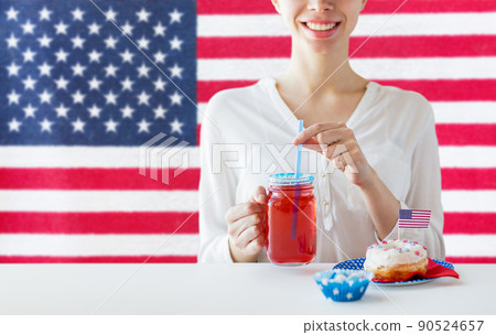 happy woman celebrating american independence day happy woman celebrating american independence day 90524657