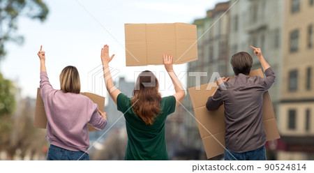 people with posters protesting on demonstration people with posters protesting on demonstration 90524814
