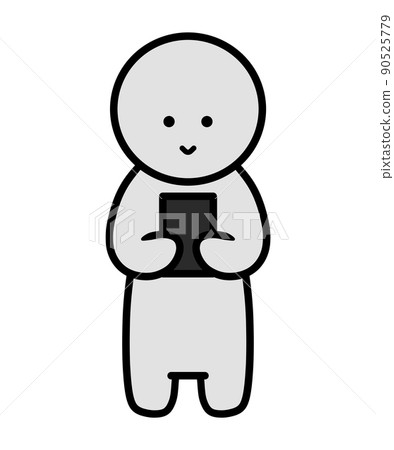 Illustration of a stickman staring at a smartphone Illustration of a stickman staring at a smartphone 90525779