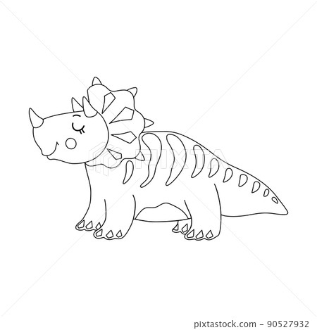 Cute cartoon dinosaur character for kids coloring book. Vector illustration. Cute cartoon dinosaur character for kids coloring book. Vector illustration. 90527932