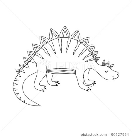 Cute cartoon dinosaur character for kids coloring book. Vector illustration. 90527934