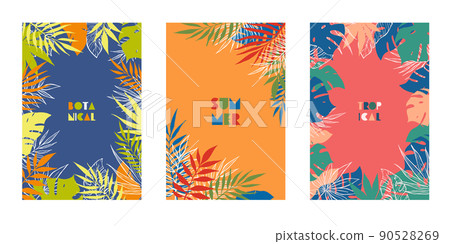 夏季植物，葉子背景材料設置生動的顏色 90528269