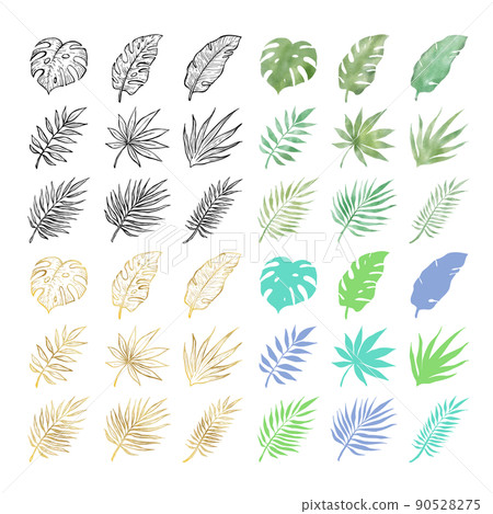 Vector illustration of summer plants and leaves, a great deal Vector illustration of summer plants and leaves, a great deal 90528275