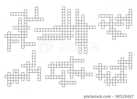 Crossword game grid, cross word puzzle template with empty boxes, vector layout. Crossword game grid background for word guess quiz with blank square boxes, intellectual riddle play Crossword game grid, cross word puzzle template with empty boxes, vector layout. Crossword game grid background for word guess quiz with blank square boxes, intellectual riddle play 90528487